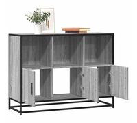 Ziaphsol Buffet gris Sonoma 100 x 35 x 76 cm, matériau dérivé du bois, structure en métal, espace de rangement pour cuisine, salle à manger, couloir, design moderne, durable