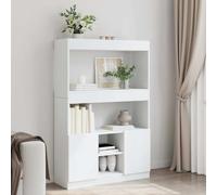 Ziaphsol Buffet haut, blanc, 92 x 33 x 140 cm, en bois avec portes, grand espace de rangement pour le salon, le bureau, design moderne, étagère sur pied, organiseur cube pratique