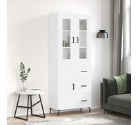 Ziaphsol Buffet haut en bois blanc 69,5 x 34 x 180 cm avec beaucoup d'espace de rangement, design moderne, pour salon, salle à manger, bureau
