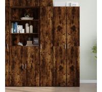 Ziaphsol Buffet haut en chêne fumé 30 x 42,5 x 185 cm, en bois dérivé du bois, étagère sur pied avec portes, espace de rangement polyvalent pour salon, couloir