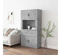 Ziaphsol Buffet Haut Gris béton en Bois d ingénierie, Buffet, bahut, Enfilade, Commode, Armoire, vaisselier, Rangement, Porte, étagère, Salon Salle à Manger Cuisine entrée Couloir Bureau