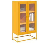 Ziaphsol Buffet haut jaune moutarde, 68 x 39 x 123 cm, en acier laminé à froid, avec 6 compartiments, 2 portes, grand espace de rangement, pour cuisine, salle à manger