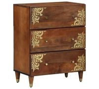 Ziaphsol Buffet marron 60 x 33,5 x 75 cm, bois massif mangue, avec étagère, design moderne pour salle à manger, salon, espace de rangement polyvalent