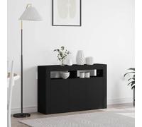 Ziaphsol Buffet noir 116 x 30 x 75 cm, en bois dérivé du bois, design moderne, avec 3 portes, espace de rangement polyvalent pour salon, salle à manger, bureau