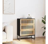 Ziaphsol Buffet noir 60 x 30 x 75 cm, en bois, avec tiroirs, design moderne, espace de rangement polyvalent pour salon, couloir