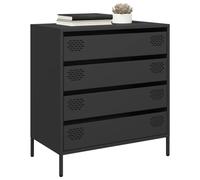 Ziaphsol Buffet Noir 68x39x73,5 cm en Acier laminé à Froid avec 4 tiroirs, Meuble de Rangement Multifonctionnel pour Salon, Chambre, Salle à Manger ou Bureau