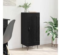 Ziaphsol Buffet noir aspect chêne 34,5 x 34 x 90 cm avec porte et espace de rangement pour salon, salle à manger, cuisine, couloir - Matériau en bois et fer de qualité supérieure - Design moderne