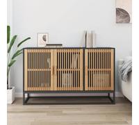 Ziaphsol Buffet Noir en Bois d ingénierie 105 x 30 x 65 cm, Buffet bahut avec Porte et Etagere, Meuble Rangement Salon Salle Manger Cuisine Entree, Pied Fer Stable pour Decoration et Vaisselle