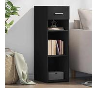 Ziaphsol Buffet Noir en Bois d'ingénierie 30x42,5x93 cm Meuble de Rangement avec tiroir pour Salon Salle à Manger Cuisine et Chambre