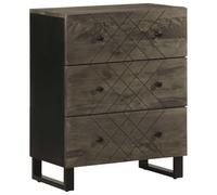 Ziaphsol Buffet Noir en Bois Massif de manguier 60x33x75 cm avec Pieds en métal Robuste pour Rangement Chambre Salon Cuisine Garage