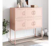 Ziaphsol Buffet, rose, 100,5 x 39 x 107 cm, en acier robuste, avec 6 portes, armoire de rangement polyvalente, pour cuisine et bureau, matériau durable