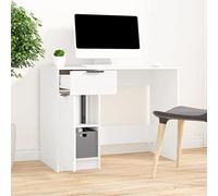 Ziaphsol Bureau Blanc en Bois d'ingénierie 100x50x75 cm avec Rangement tiroir étagères pour Ordinateur Bureau Professionnel Domicile télétravail étudiant