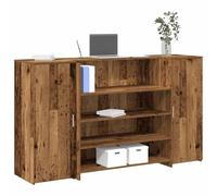 Ziaphsol Bureau de réception en Bois d'ingénierie Vieux Bois 180x50x103,5cm avec Armoire Rangement étagère pour Entreprises hôtels cliniques Salons