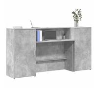 Ziaphsol Bureau de réception Gris béton 200x50x103,5cm en Bois d'ingénierie avec comptoir intégré pour espaces Professionnels, hôtels, cliniques ou Salons de beauté