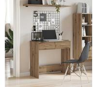 Ziaphsol Bureau en Bois d'ingénierie chêne Artisanal 80x40x75 cm Meuble de Travail Compact pour Chambre Salon Bureau d'entreprise avec tiroirs Organisation Ergonomique