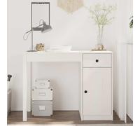 Ziaphsol Bureau en Bois Massif Blanc 100x50x75 cm avec Rangement tiroir et étagère idéal pour Travail, écriture, Informatique, Domicile ou télétravail, Ergonomique et Durable