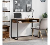 Ziaphsol Bureau fumé en bois, 100 x 50 x 75 cm, bureau d'ordinateur stable pour bureau, bureau à domicile et étude, autonome, facile d'entretien et durable