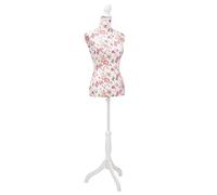 Ziaphsol Buste Femme Mannequin Buste Buste Mannequin en Coton Blanc avec Rose Réglable 133 à 168cm Trépied en Bois et Acier pour Design de Mode, Vitrine, Atelier, Boutique