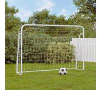 Ziaphsol But de football avec filet, blanc, 214 x 75 x 152 cm, en acier et polyester, filet d'entraînement pour entraînement de tir dans le jardin, le club et les loisirs