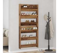 Ziaphsol Cabinet à Chaussures Mural en Bois Ancien, 2 pièces, Dimensions 84 x 18 x 90 cm, Rangement modulable pour Couloir, vestiaire ou entrée, Solution Pratique et élégante