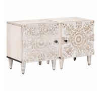 Ziaphsol Cabinet de Chevet 2 pcs Blanc 40 x 33,5 x 46 cm Bois de manguier Massif Modern Scandinavian Style Compact Bedroom Furniture with Drawers for Small Spaces