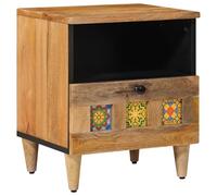 Ziaphsol Cabinet de Chevet Naturel Made of Durable Solid Mango Wood with Warm Brown Finish Measuring 40 by 33 by 46 Centimeters Single Unit Suitable for Bedroom Living Room Or Bedside Use Perfect