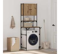 Ziaphsol Cabinet pour Lave-Linge en Bois d'ingénierie Chêne Artisanal 68 x 48,5 x 194 cm avec Support, Tuyau, Adaptateur, Filtre Anti-Vibration, Socle rehausseur et kit d'évacuation pour buanderie