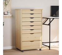 Ziaphsol Cabinet Roulant avec tiroirs en Bois de pin Massif Vernis Transparent pour Rangement Pratique et mobilité Facile pour Maison ou Bureau