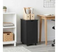 Ziaphsol Cabinet Roulant Noir en Bois de pin Massif 34 x 39 x 65,5 cm Meuble de Rangement avec étagère Compartiments pour Bureau Chambre Salon et Cuisine