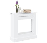 Ziaphsol Cadre de cheminée blanc en bois 90 x 30 x 90 cm pour cheminée électrique, surface de rangement avec flammes LED Ambiance et support mural