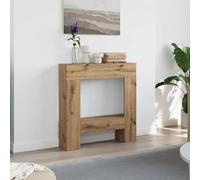 Ziaphsol Cadre de cheminée en Bois d'ingénierie chêne Artisanal 81x18x82 cm pour Foyer électrique ou Insert avec étagère Pratique et Fixation Murale pour Salon Maison Jardin Hiver