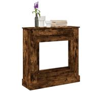Ziaphsol Cadre de cheminée en chêne fumé 90 x 30 x 90 cm pour cheminée électrique, support mural contre le basculement, cheminée décorative avec étagère pour salon et flammes LED élégantes