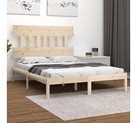 Ziaphsol Cadre de lit en Bois Massif 120x190 cm avec tête de lit, Cadre Robuste et Stable pour Matelas Petit Double, Design Intemporel pour Chambre à Coucher Confortable et Pratique