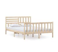 Ziaphsol Cadre de lit en Bois Massif 140x200 cm avec tête de lit, Structure Robuste en pin Naturel, Cadre Stable pour Matelas, mobilier Chambre à Coucher, Design Intemporel et Pratique