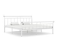 Ziaphsol Cadre de lit en métal blanc 160 x 200 cm, cadre robuste revêtu par pulvérisation avec lattes de contreplaqué, meuble de chambre moderne pour adultes, grand confort