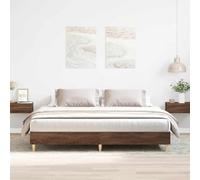 Ziaphsol Cadre de lit marron chêne 160 x 200 cm, matériau dérivé du bois, lit bas pour chambre à coucher, cadre de lit stable