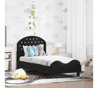 Ziaphsol Cadre de lit pour enfant - Noir - 70 x 140 cm - Housse en velours - Design moderne - Construction basse - Espace de rangement - Lit en bois durable