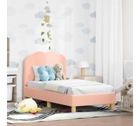 Ziaphsol Cadre de lit pour enfant rose 70 x 140 cm en tissu de mouton, matériau dérivé du bois, avec tête de lit et espace de rangement, lit simple robuste pour chambre d'enfant, meuble durable