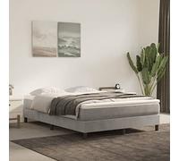 Ziaphsol Cadre de lit sans matelas - Gris clair - 140 x 190 cm - Housse en velours - Lit plateforme robuste avec sommier à lattes en bois - Meuble de chambre moderne pour un sommeil réparateur