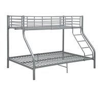 Ziaphsol Cadre de lit superposé en métal Gris avec échelle sécurisée et Garde-Corps, Dimensions 140x200 cm et 90x200 cm, Cadre Robuste pour Chambre d'enfants et Espace limité