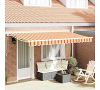 Ziaphsol Cadre de store multicolore 400 x 200 cm en polyester avec revêtement PU, cadre en aluminium revêtu par pulvérisation, manivelle manuelle ou télécommande électrique, structure semi-cassette