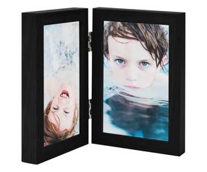Ziaphsol Cadre photo double collage noir, design pliable avec charnières, 2 x 21 x 29,7 cm, panneau arrière en MDF et façade en PS pour changement de photos, pour salon ou bureau