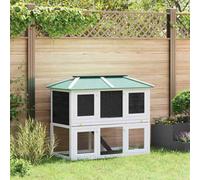 Ziaphsol Cage à lapin en bois de sapin laqué - 2 étages - 130 x 68 x 105 cm - Enclos pour rongeurs, cochon d'Inde, cage pour hamster, jardin, balcon et appartement