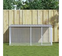Ziaphsol Cage à poulailler avec toit gris clair, acier galvanisé, 203 x 98 x 90 cm, enclos pour petits animaux, extérieur, jardin, balcon, protection et refuge pour une position stable