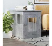 Ziaphsol Cage pour chien style meuble gris béton en bois avec barres en acier 55 x 75 x 65 cm Porte verrouillable comme niche pour chien et table d'appoint pour l'intérieur et l'extérieur
