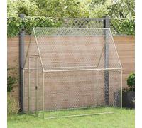 Ziaphsol Cage pour Poules argentée 200x100x190 cm en Acier galvanisé Robuste adaptée à l'extérieur et à l'intérieur avec Porte verrouillable pour sécurité et Espace de Jeu