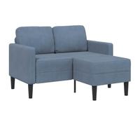 Ziaphsol Canapé 2 Places avec méridienne en L Bleu en Lin Naturel 125 cm, modulable, Relax, Convertible, idéal pour Salon séjour Chambre Bureau dans Style scandinave Moderne
