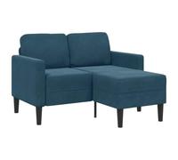 Ziaphsol Canapé 2 Places avec méridienne en L Bleu en Velours, modulable et Convertible, idéal pour Salon séjour Chambre Bureau, Design scandinave Moderne, Confort et stabilité assurés