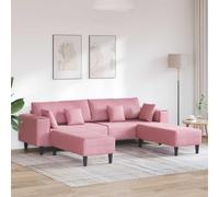 Ziaphsol Canapé 3 pièces rose 250 x 188 x 76 cm en velours design moderne avec coussin à ressorts, cadre en contreplaqué stable, accoudoirs carrés, montage facile pour salon, bureau, salon