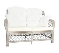 Ziaphsol Canapé à 2 Places Gris en rotin Naturel avec Coussins crème, mobilier modulable pour Salon séjour Chambre Bureau Style scandinave Vintage vel